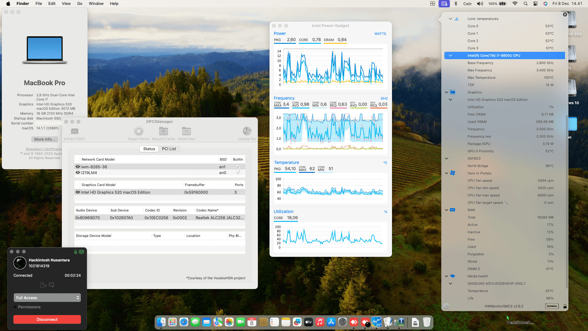 Success Hackintosh macOS Sonoma 14.1.1 Build 23B81 in Dell Latitude 7480